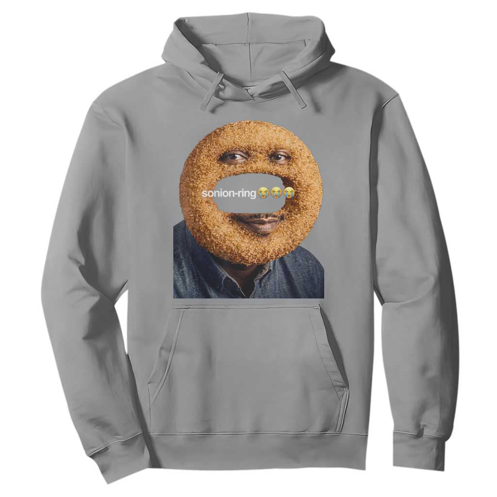 Funny Sonion Ring Cursed Meme Graphic Hoodie Surreal Deep Fried Onion Ring Joke TS02 Sport Gray Print Your Wear