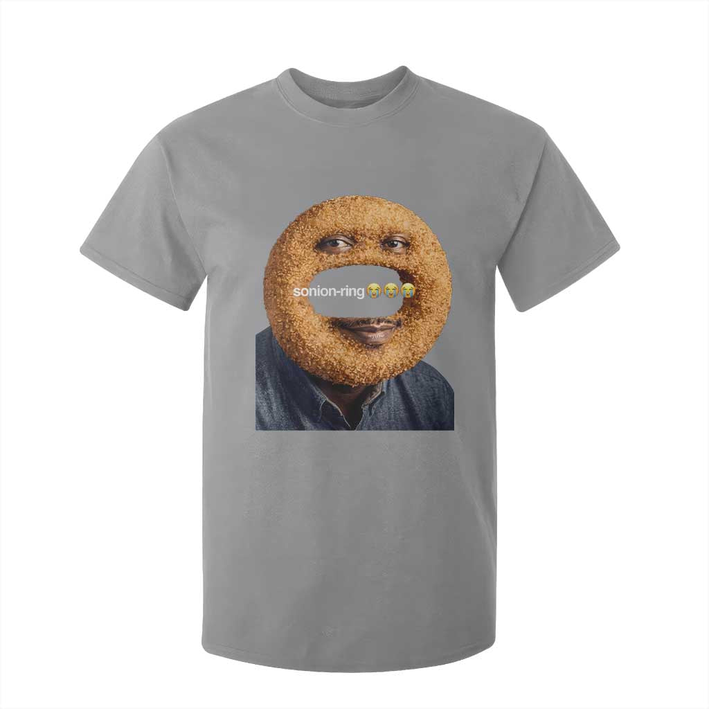 Funny Sonion Ring Cursed Meme Graphic T Shirt For Kid Surreal Deep Fried Onion Ring Joke TS02 Sport Gray Print Your Wear