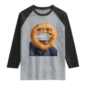 Funny Sonion Ring Cursed Meme Graphic Raglan Shirt Surreal Deep Fried Onion Ring Joke