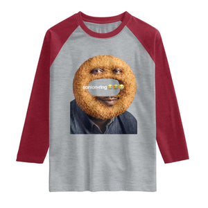 Funny Sonion Ring Cursed Meme Graphic Raglan Shirt Surreal Deep Fried Onion Ring Joke