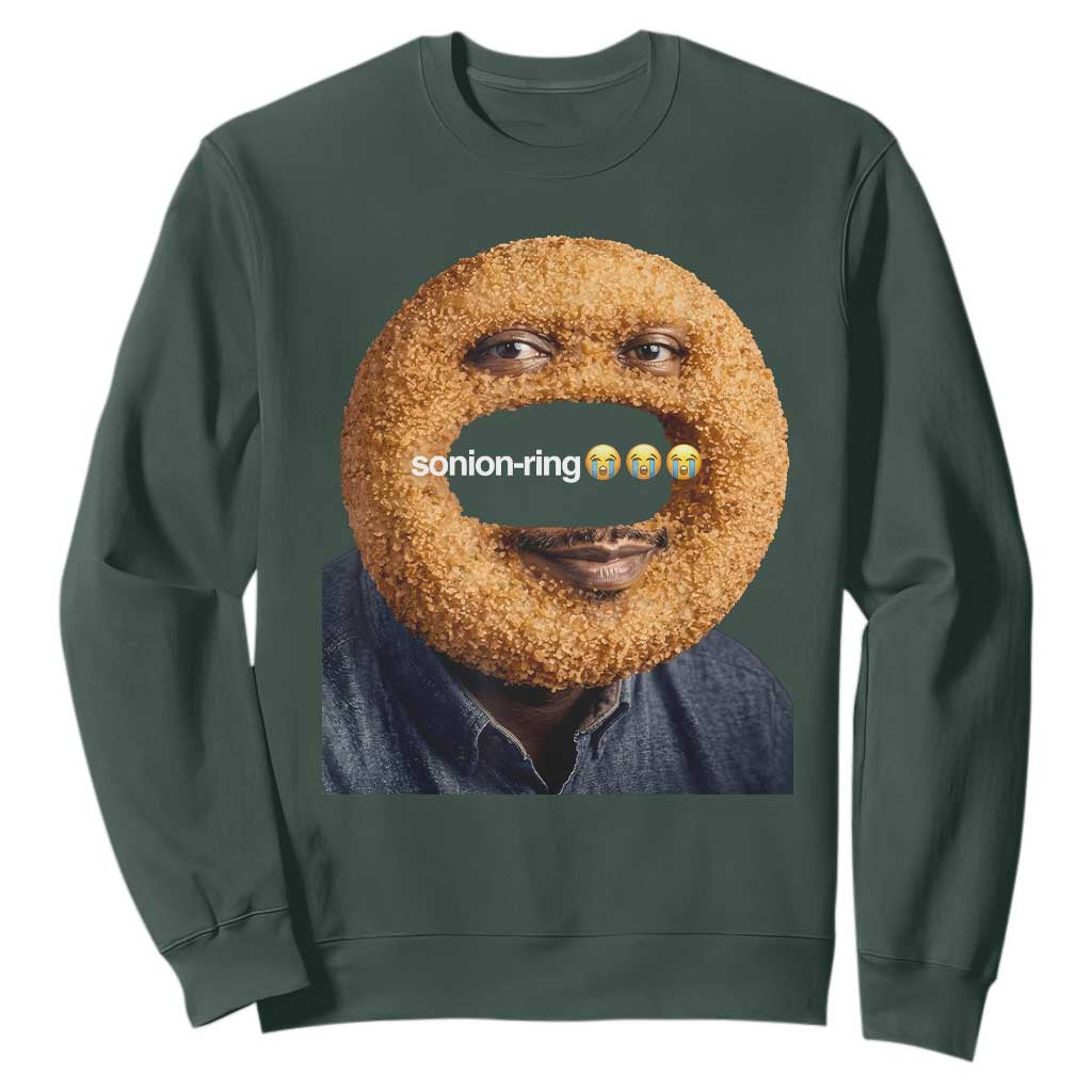 Funny Sonion Ring Cursed Meme Graphic Sweatshirt Surreal Deep Fried Onion Ring Joke