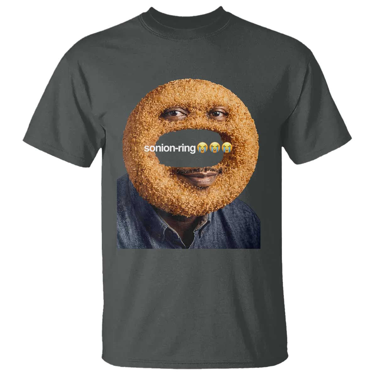 Funny Sonion Ring Cursed Meme Graphic T Shirt Surreal Deep Fried Onion Ring Joke TS02 Dark Heather Print Your Wear