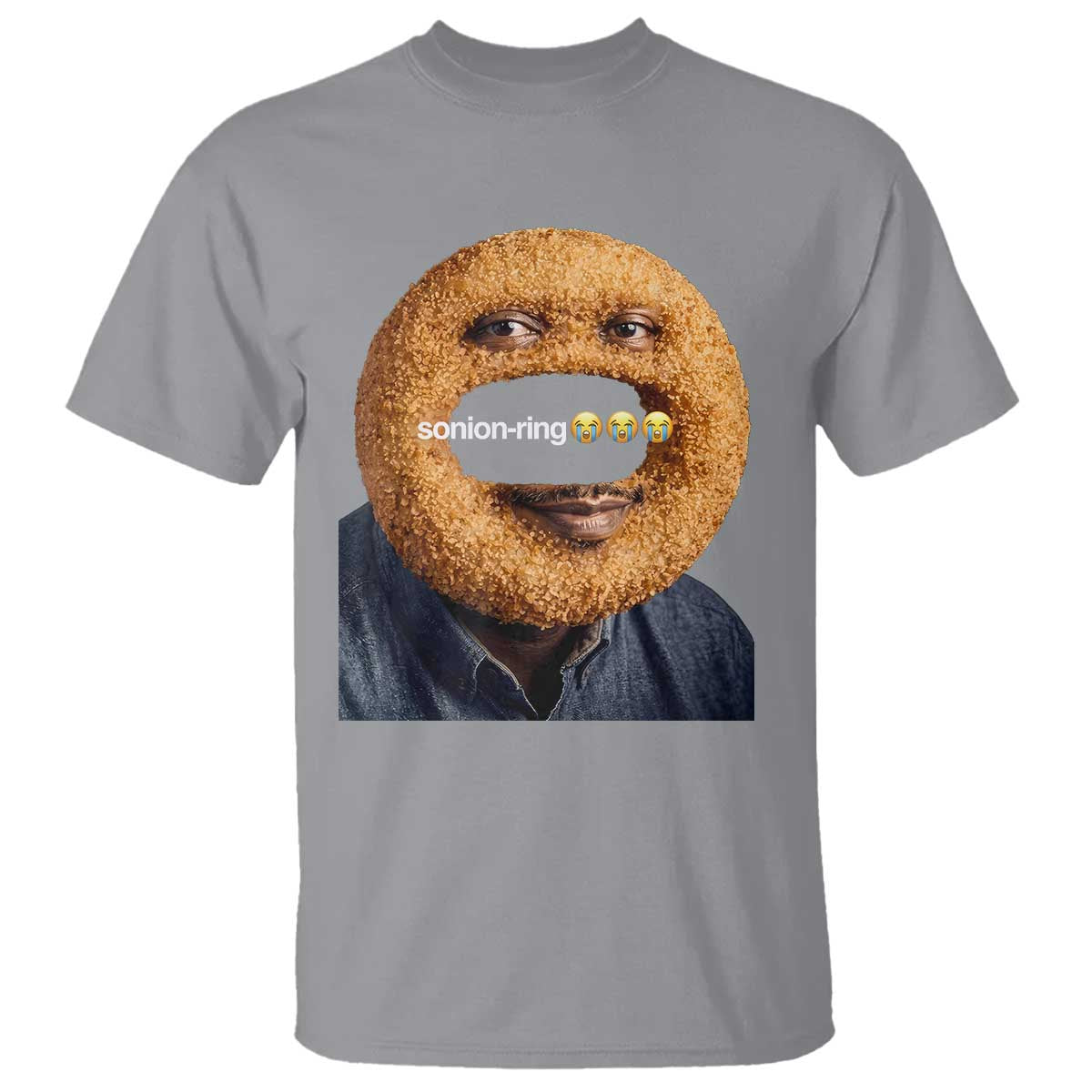 Funny Sonion Ring Cursed Meme Graphic T Shirt Surreal Deep Fried Onion Ring Joke TS02 Sport Gray Print Your Wear