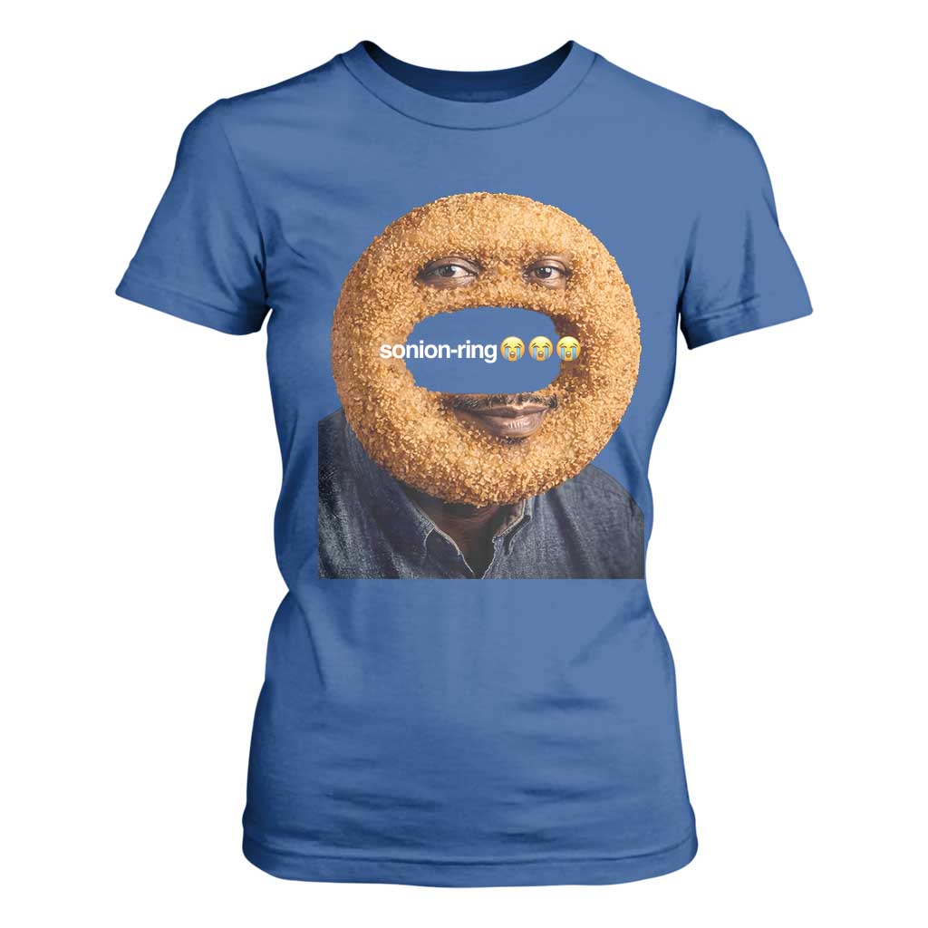 Funny Sonion Ring Cursed Meme Graphic T Shirt For Women Surreal Deep Fried Onion Ring Joke TS02 Royal Blue Print Your Wear