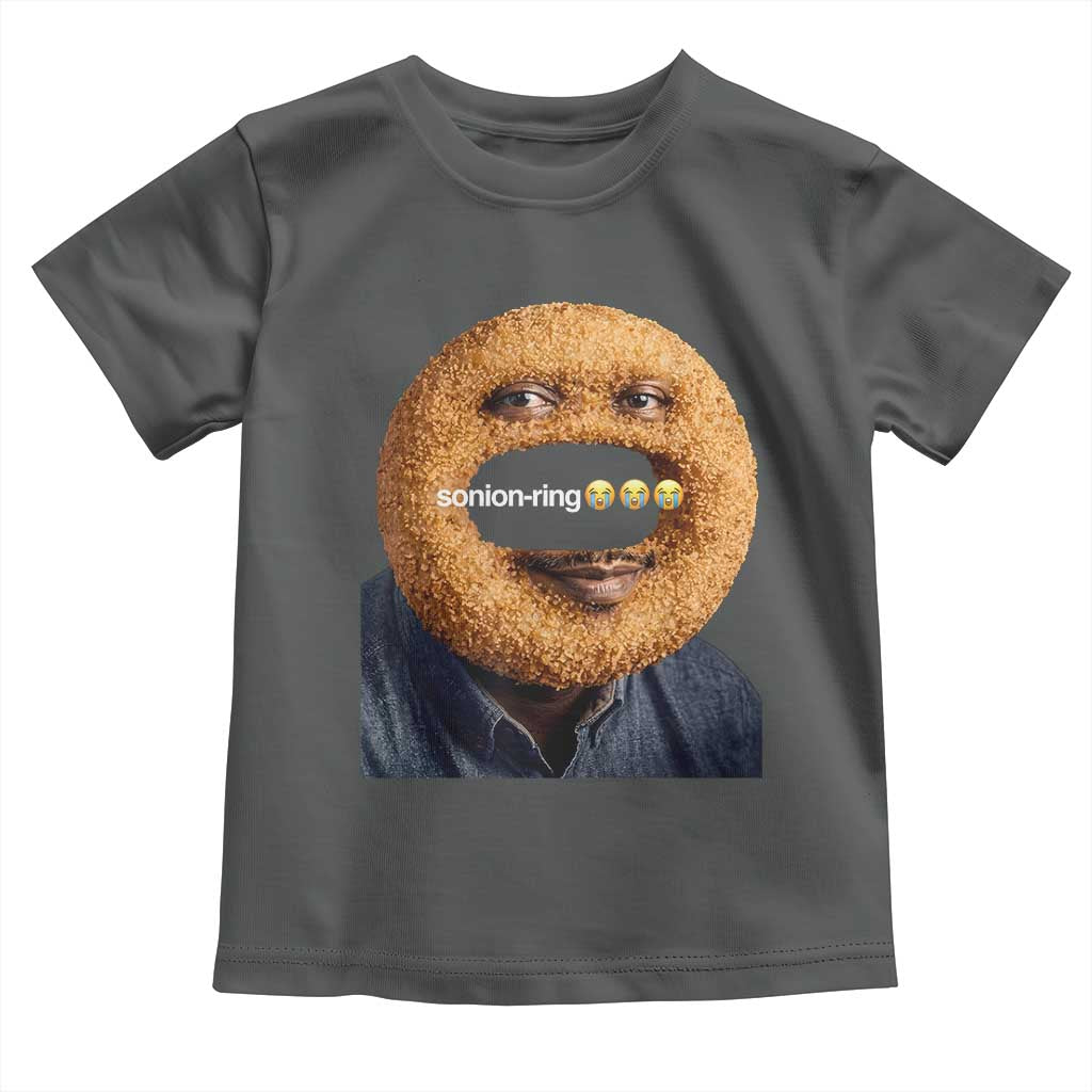 Funny Sonion Ring Cursed Meme Graphic Toddler T Shirt Surreal Deep Fried Onion Ring Joke