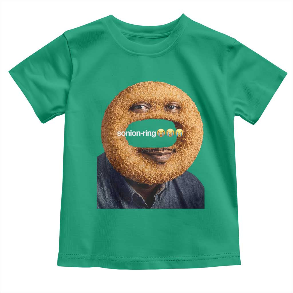Funny Sonion Ring Cursed Meme Graphic Toddler T Shirt Surreal Deep Fried Onion Ring Joke