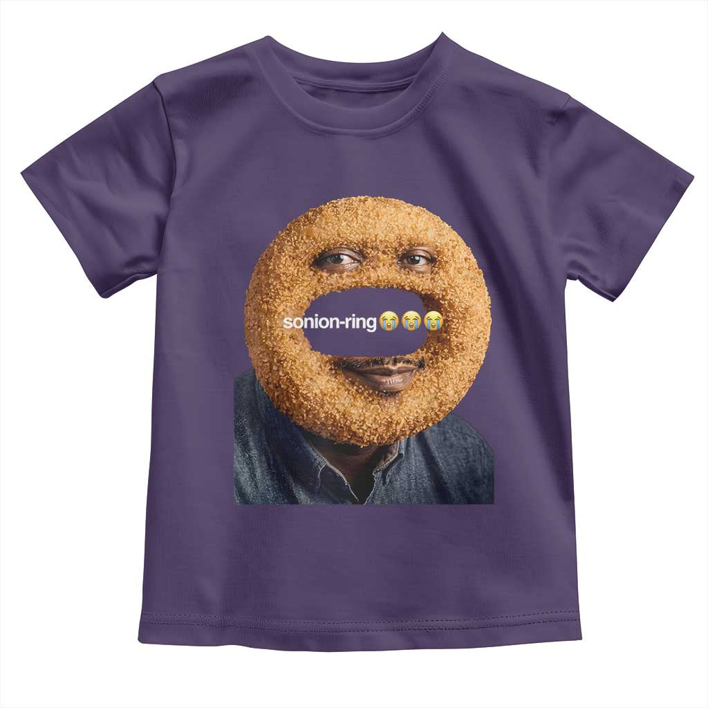 Funny Sonion Ring Cursed Meme Graphic Toddler T Shirt Surreal Deep Fried Onion Ring Joke