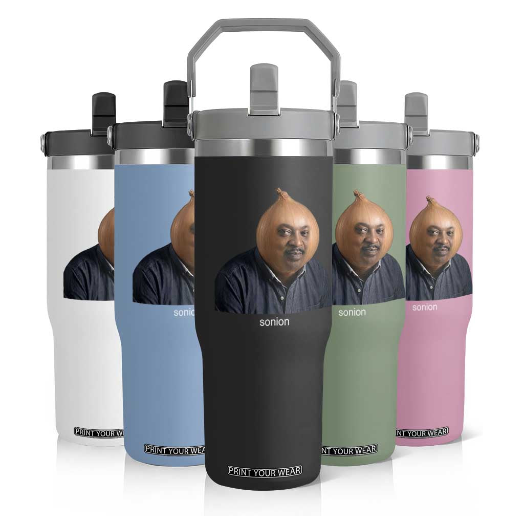 Viral Sonion Surreal Meme Flip Straw Tumbler Funny Crying Onion Man Aesthetic Joke TS02 Print Your Wear