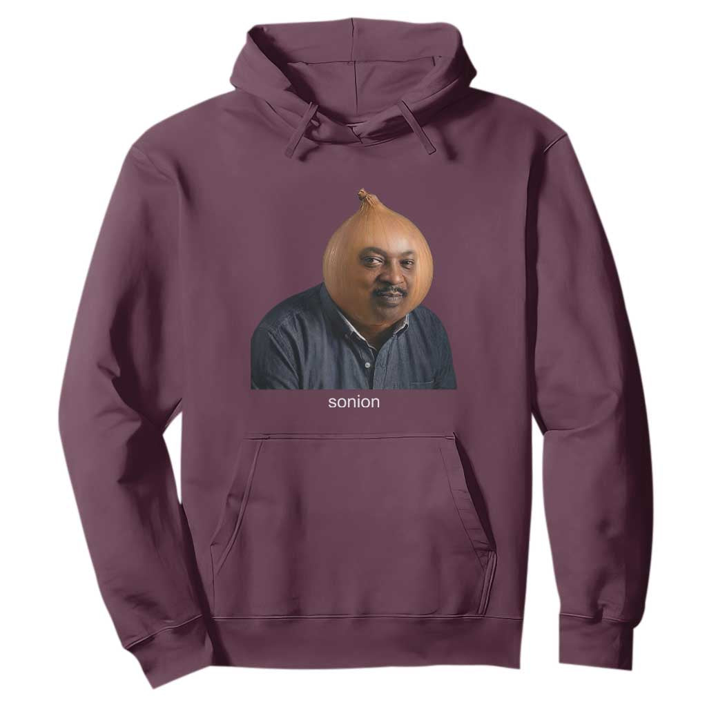 Viral Sonion Surreal Meme Hoodie Funny Crying Onion Man Aesthetic Joke TS02 Maroon Print Your Wear