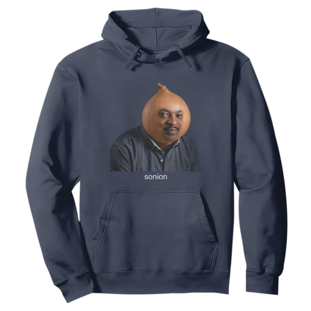 Viral Sonion Surreal Meme Hoodie Funny Crying Onion Man Aesthetic Joke TS02 Navy Print Your Wear