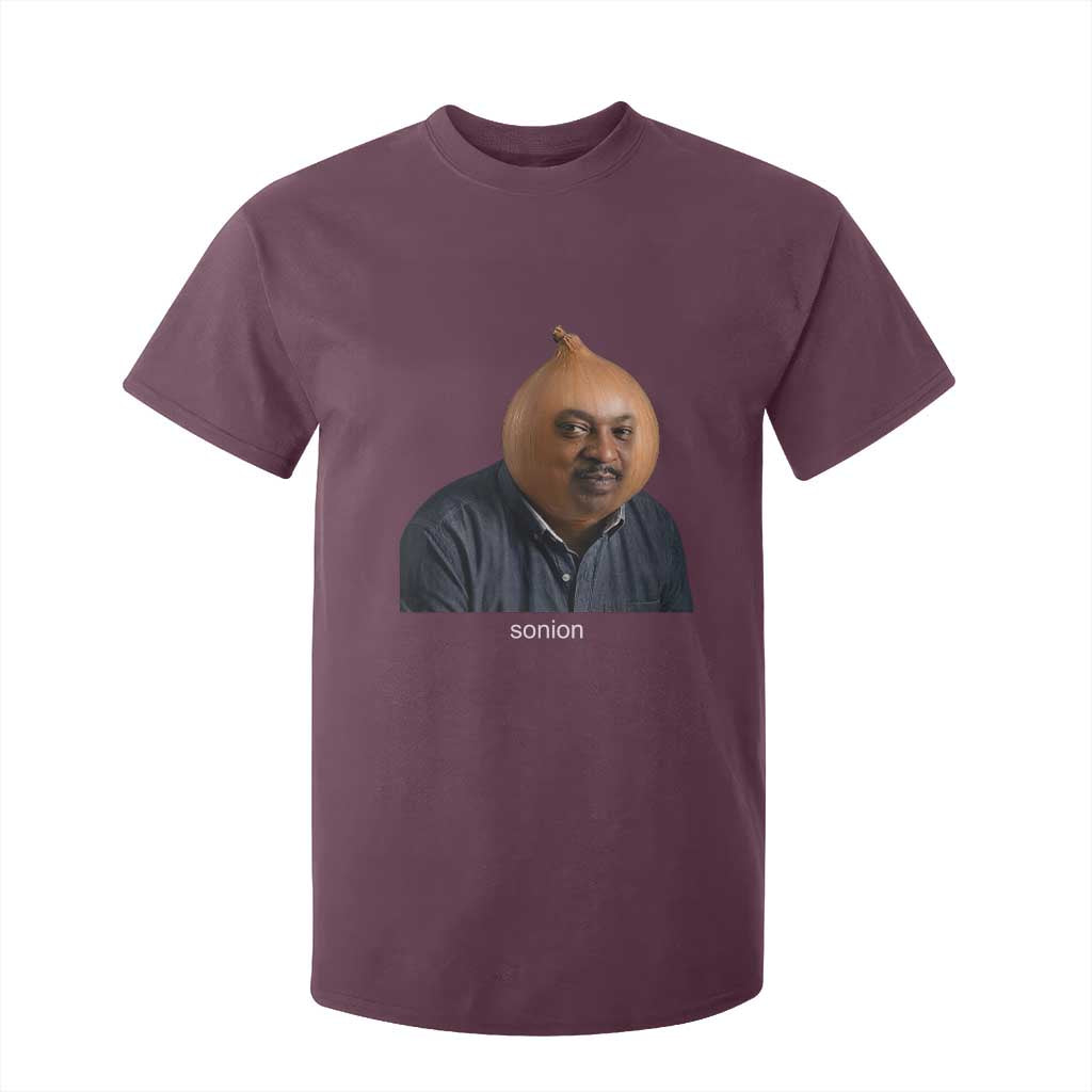 Viral Sonion Surreal Meme T Shirt For Kid Funny Crying Onion Man Aesthetic Joke TS02 Maroon Print Your Wear