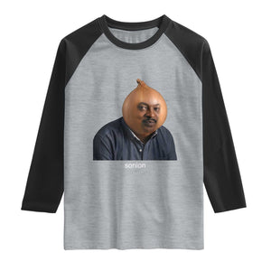 Viral Sonion Surreal Meme Raglan Shirt Funny Crying Onion Man Aesthetic Joke TS02 Heather Gray Black Print Your Wear