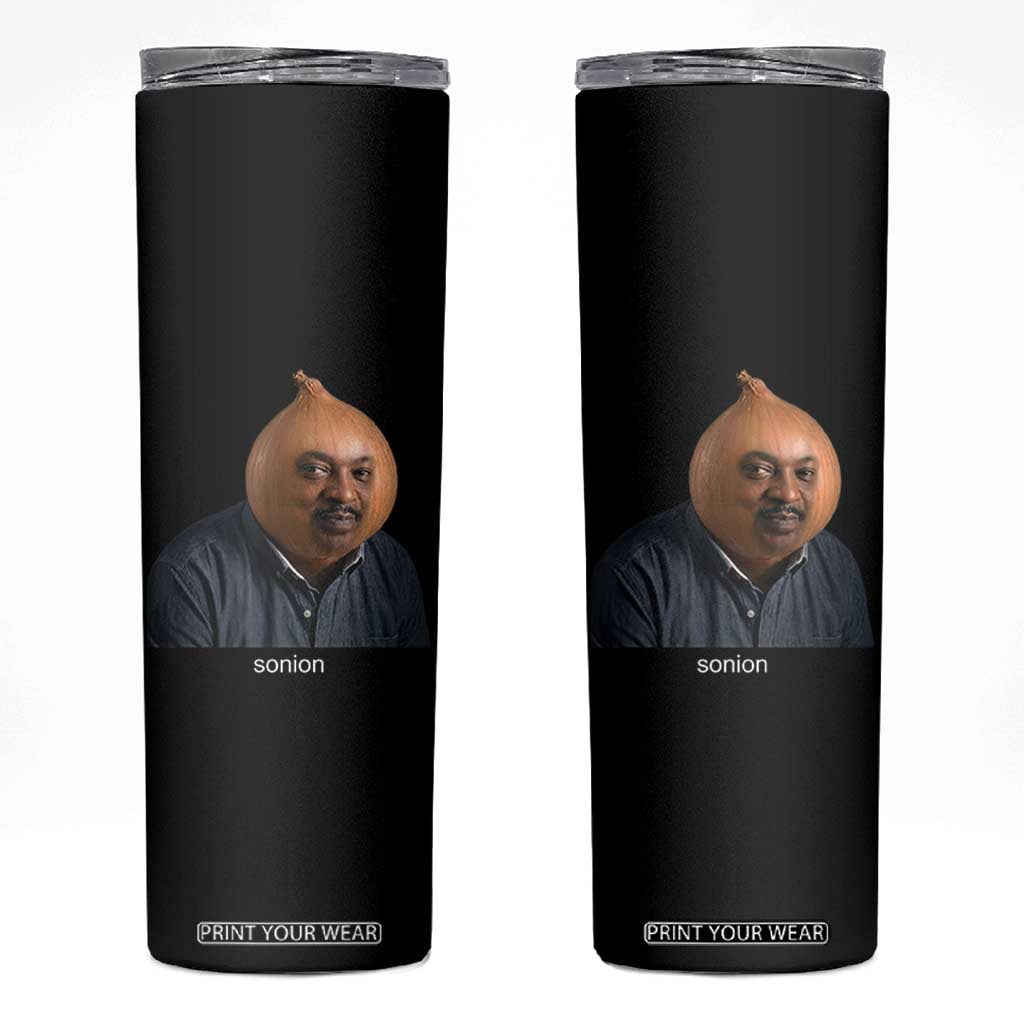 Viral Sonion Surreal Meme Skinny Tumbler Funny Crying Onion Man Aesthetic Joke TS02 Black Print Your Wear