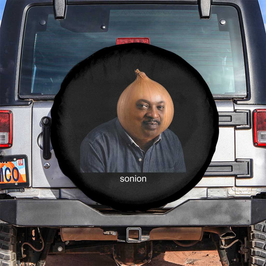 Viral Sonion Surreal Meme Spare Tire Cover Funny Crying Onion Man Aesthetic Joke TS02 No hole Black Print Your Wear