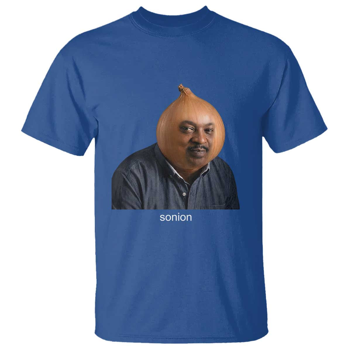 Viral Sonion Surreal Meme T Shirt Funny Crying Onion Man Aesthetic Joke TS02 Royal Blue Print Your Wear