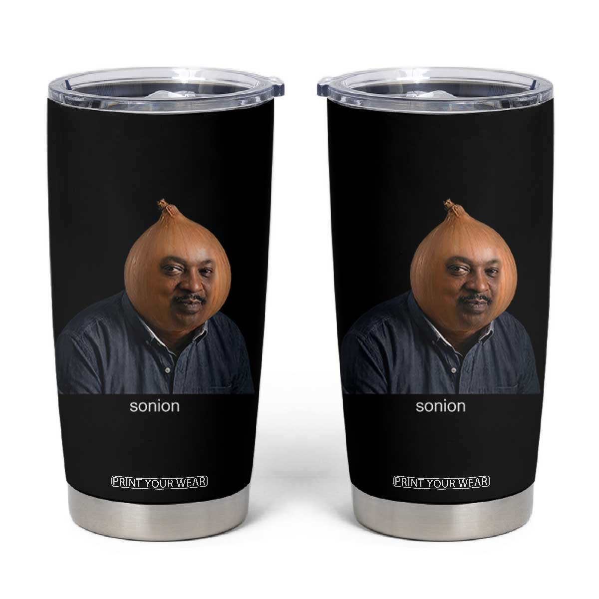 Viral Sonion Surreal Meme Tumbler Cup Funny Crying Onion Man Aesthetic Joke TS02 Black Print Your Wear