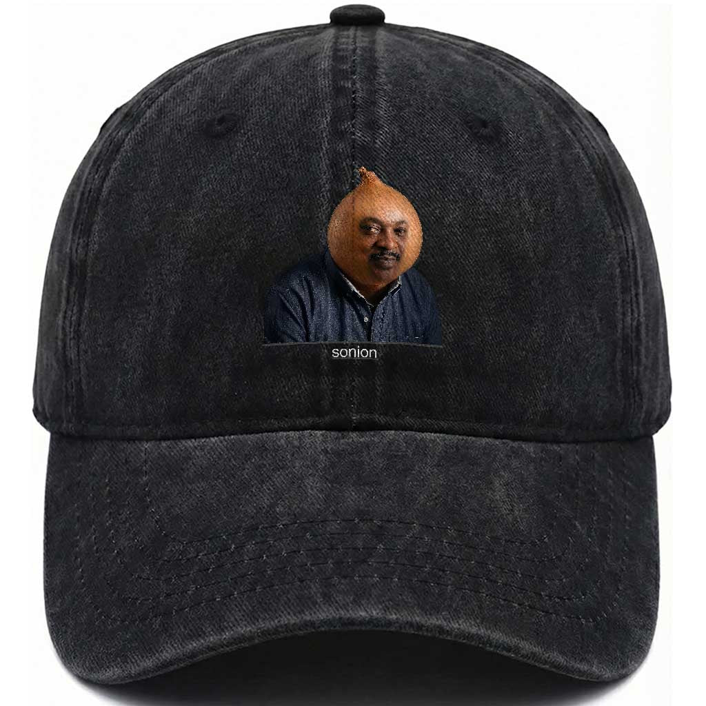 Viral Sonion Surreal Meme Washed Cotton Baseball Cap Funny Crying Onion Man Aesthetic Joke TS02 Print Your Wear