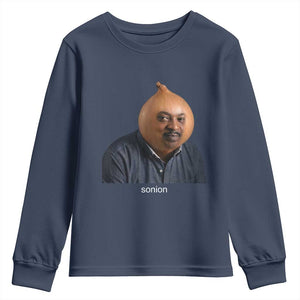 Viral Sonion Surreal Meme Youth Sweatshirt Funny Crying Onion Man Aesthetic Joke TS02 Navy Print Your Wear