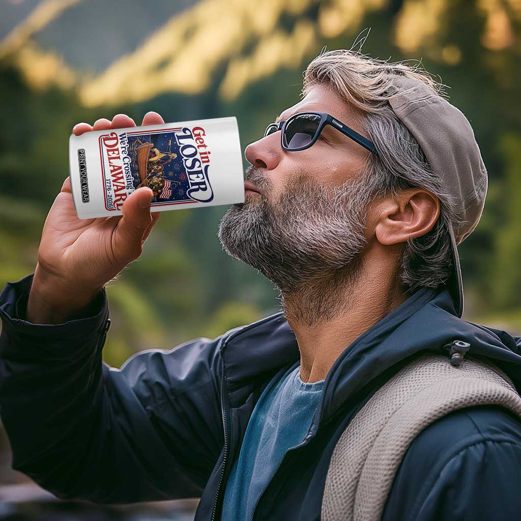 Get In Loser We're Crossing The Delaware 1776 to 2026 Retro 4 in 1 Can Cooler Tumbler Funny George Washington Patriotic Fireworks Semiquincentennial