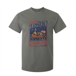 Get In Loser We're Crossing The Delaware 1776 to 2026 Retro T Shirt For Kid Funny George Washington Patriotic Fireworks Semiquincentennial