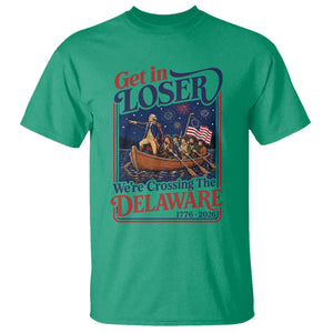 Get In Loser We're Crossing The Delaware 1776 to 2026 Retro T Shirt Funny George Washington Patriotic Fireworks Semiquincentennial