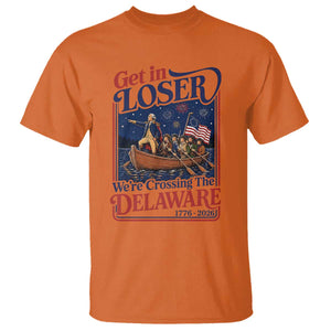 Get In Loser We're Crossing The Delaware 1776 to 2026 Retro T Shirt Funny George Washington Patriotic Fireworks Semiquincentennial