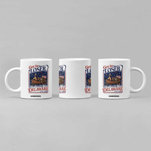 Get In Loser We're Crossing The Delaware 1776 to 2026 Retro Coffee Mug Funny George Washington Patriotic Fireworks Semiquincentennial