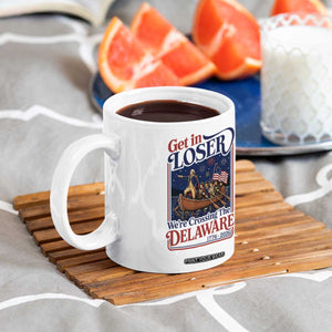 Get In Loser We're Crossing The Delaware 1776 to 2026 Retro Coffee Mug Funny George Washington Patriotic Fireworks Semiquincentennial