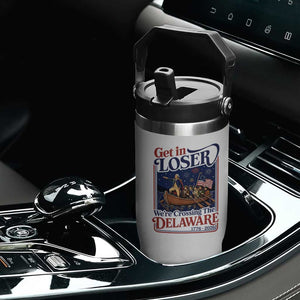 Get In Loser We're Crossing The Delaware 1776 to 2026 Retro Flip Straw Tumbler Funny George Washington Patriotic Fireworks Semiquincentennial