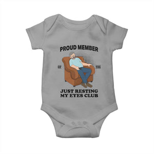 Funny Napping Dad Sleepy Grandpas and Fathers Baby Onesie Proud Member Of The Just Resting My Eyes Club Armchair Cartoon Graphic