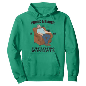 Funny Napping Dad Sleepy Grandpas and Fathers Hoodie Proud Member Of The Just Resting My Eyes Club Armchair Cartoon Graphic