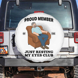 Funny Napping Dad Sleepy Grandpas and Fathers Spare Tire Cover Proud Member Of The Just Resting My Eyes Club Armchair Cartoon Graphic