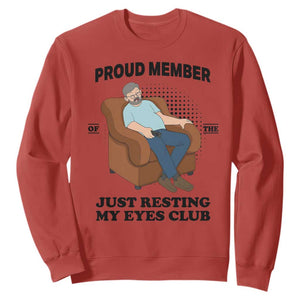 Funny Napping Dad Sleepy Grandpas and Fathers Sweatshirt Proud Member Of The Just Resting My Eyes Club Armchair Cartoon Graphic