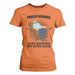 Funny Napping Dad Sleepy Grandpas and Fathers T Shirt For Women Proud Member Of The Just Resting My Eyes Club Armchair Cartoon Graphic