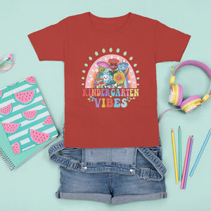 Kindergarten Vibes T Shirt For Kid Cute 1st Day Of School Retro Floral Rainbow TS02 Red Printyourwear