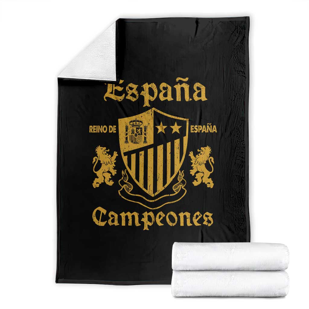 Reino De Espana Campeones Crest Graphic Throw Blanket Vintage Spain Champions 2 Stars Spanish Pride Sports Fan TS02 Black Print Your Wear