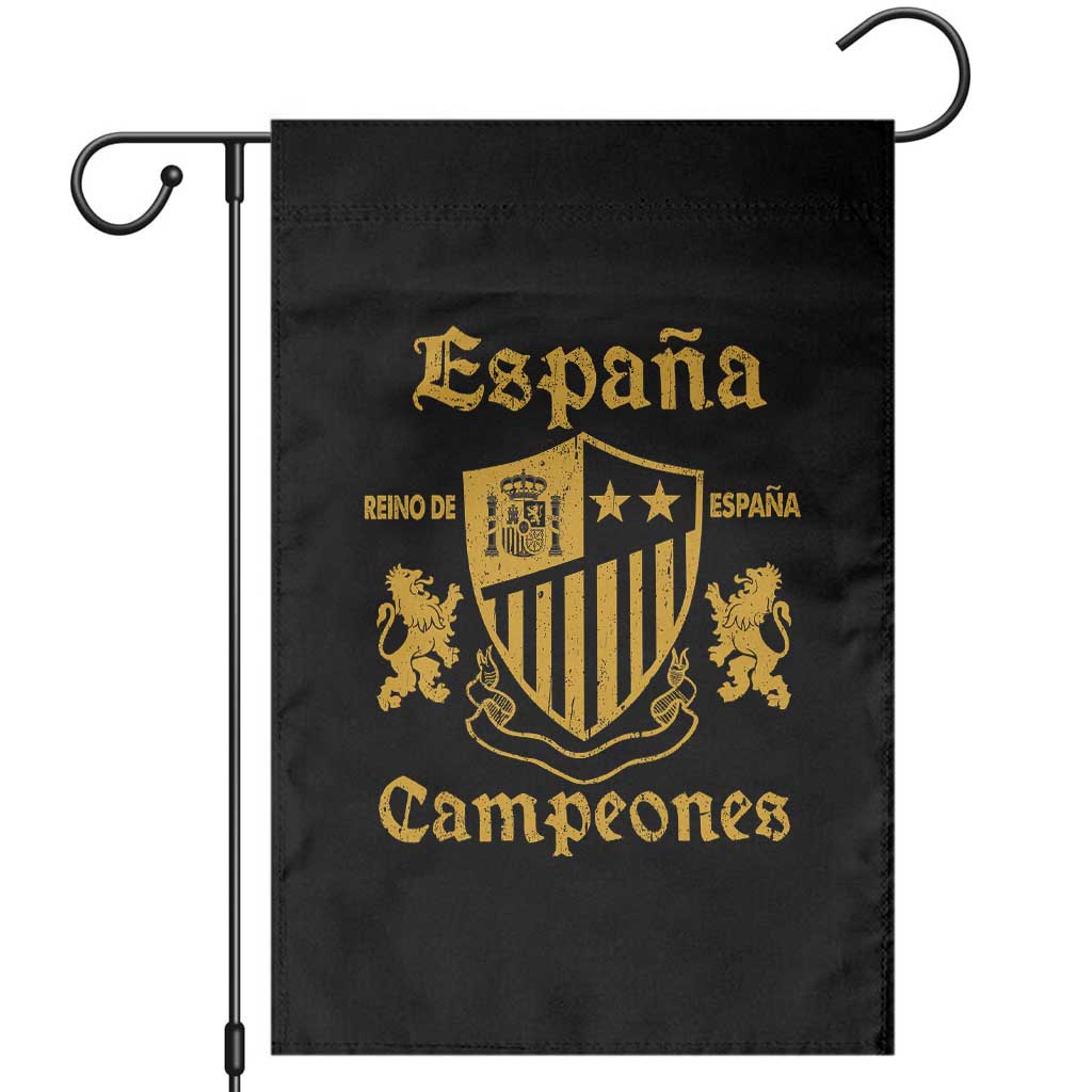 Reino De Espana Campeones Crest Graphic Garden Flag Vintage Spain Champions 2 Stars Spanish Pride Sports Fan TS02 Black Print Your Wear