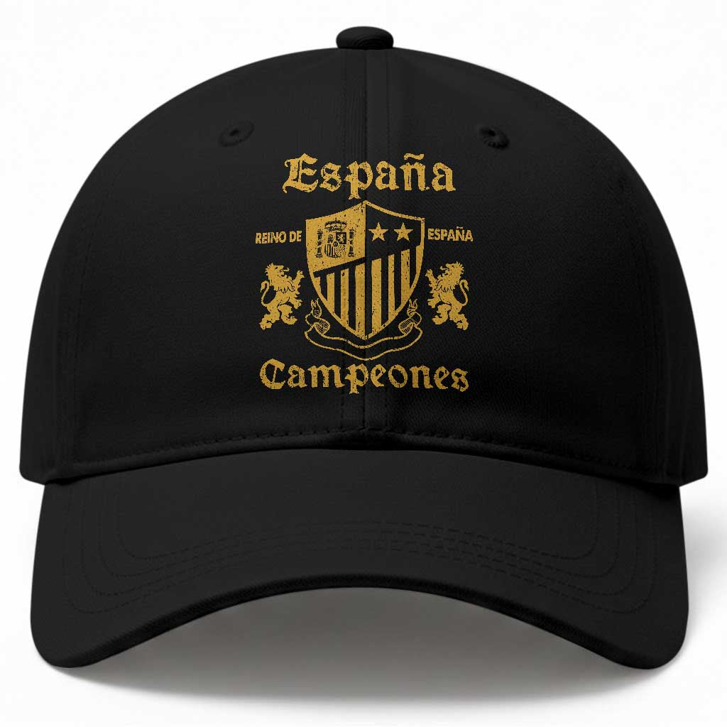 Reino De Espana Campeones Crest Graphic Baseball Cap Vintage Spain Champions 2 Stars Spanish Pride Sports Fan TS02 Print Your Wear