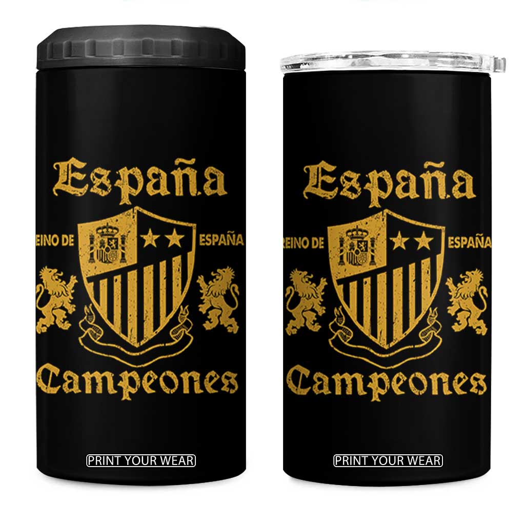 Reino De Espana Campeones Crest Graphic 4 in 1 Can Cooler Tumbler Vintage Spain Champions 2 Stars Spanish Pride Sports Fan