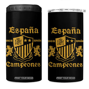 Reino De Espana Campeones Crest Graphic 4 in 1 Can Cooler Tumbler Vintage Spain Champions 2 Stars Spanish Pride Sports Fan
