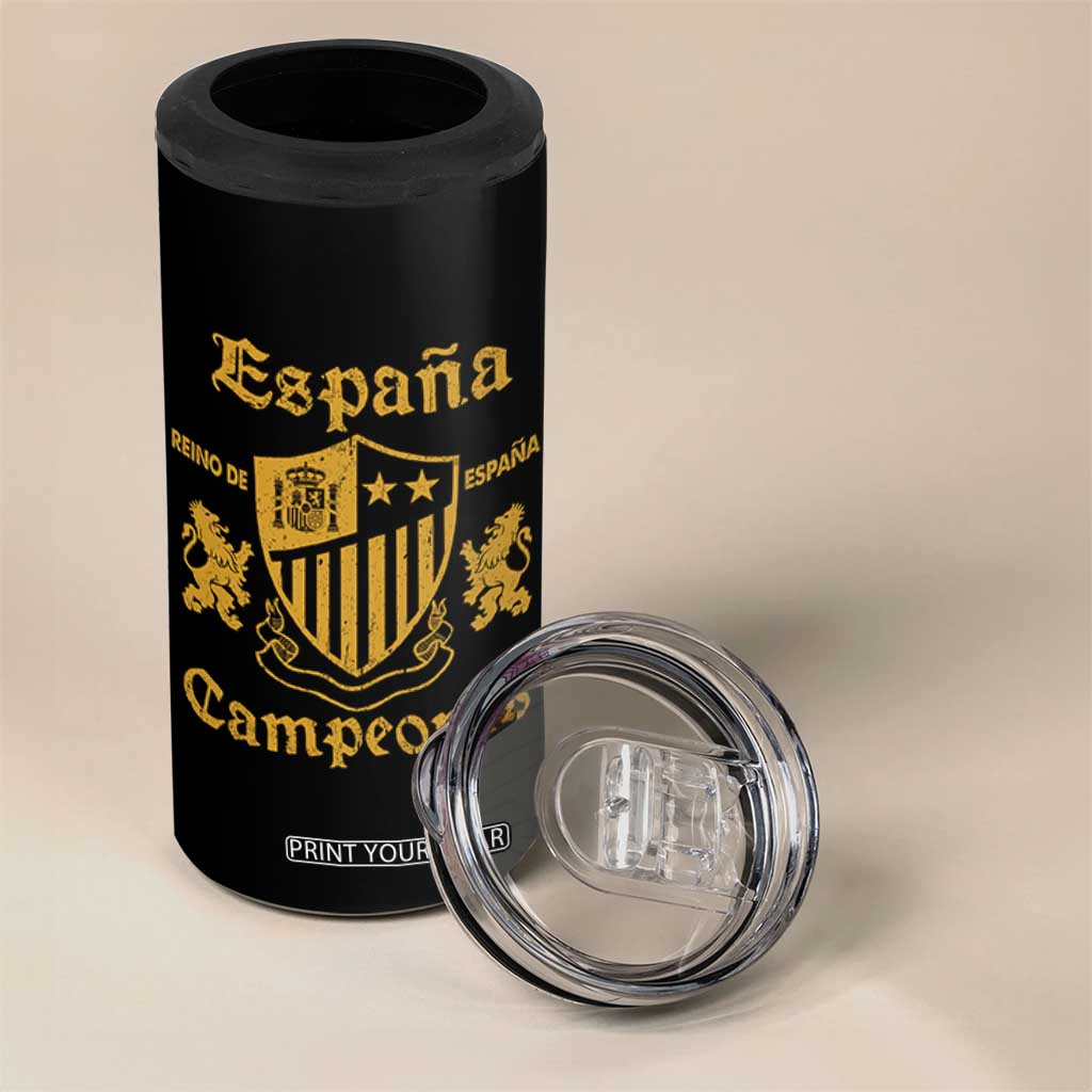 Reino De Espana Campeones Crest Graphic 4 in 1 Can Cooler Tumbler Vintage Spain Champions 2 Stars Spanish Pride Sports Fan