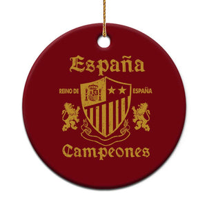 Reino De Espana Campeones Crest Graphic Ceramic Ornament Vintage Spain Champions 2 Stars Spanish Pride Sports Fan
