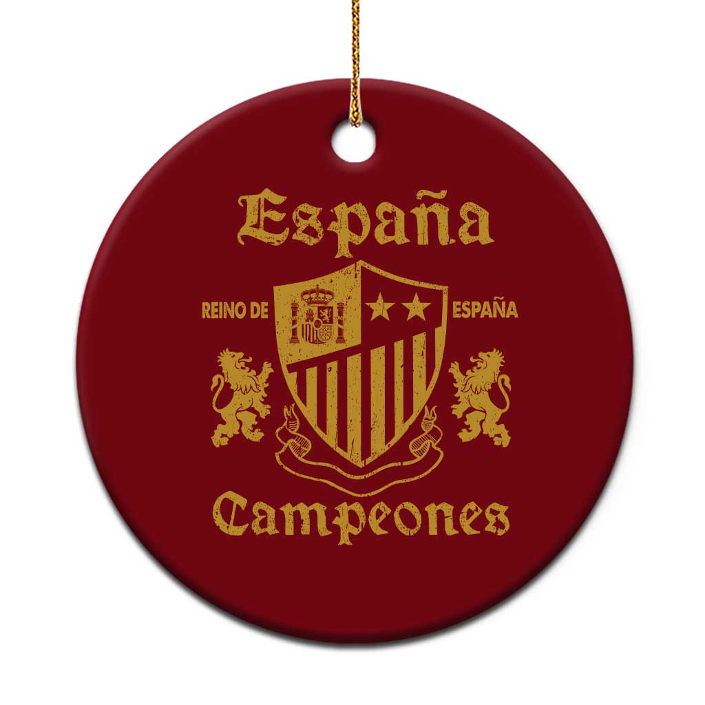 Reino De Espana Campeones Crest Graphic Ceramic Ornament Vintage Spain Champions 2 Stars Spanish Pride Sports Fan TS02 1pc Red Print Your Wear