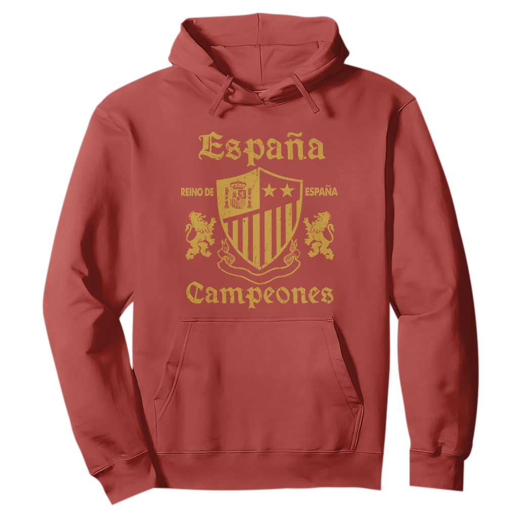 Reino De Espana Campeones Crest Graphic Hoodie Vintage Spain Champions 2 Stars Spanish Pride Sports Fan TS02 Red Print Your Wear