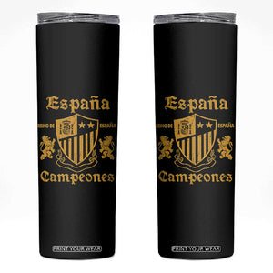 Reino De Espana Campeones Crest Graphic Skinny Tumbler Vintage Spain Champions 2 Stars Spanish Pride Sports Fan