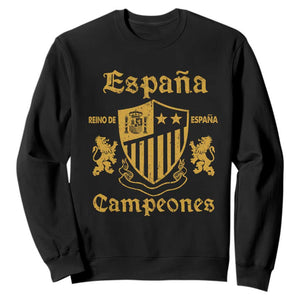 Reino De Espana Campeones Crest Graphic Sweatshirt Vintage Spain Champions 2 Stars Spanish Pride Sports Fan