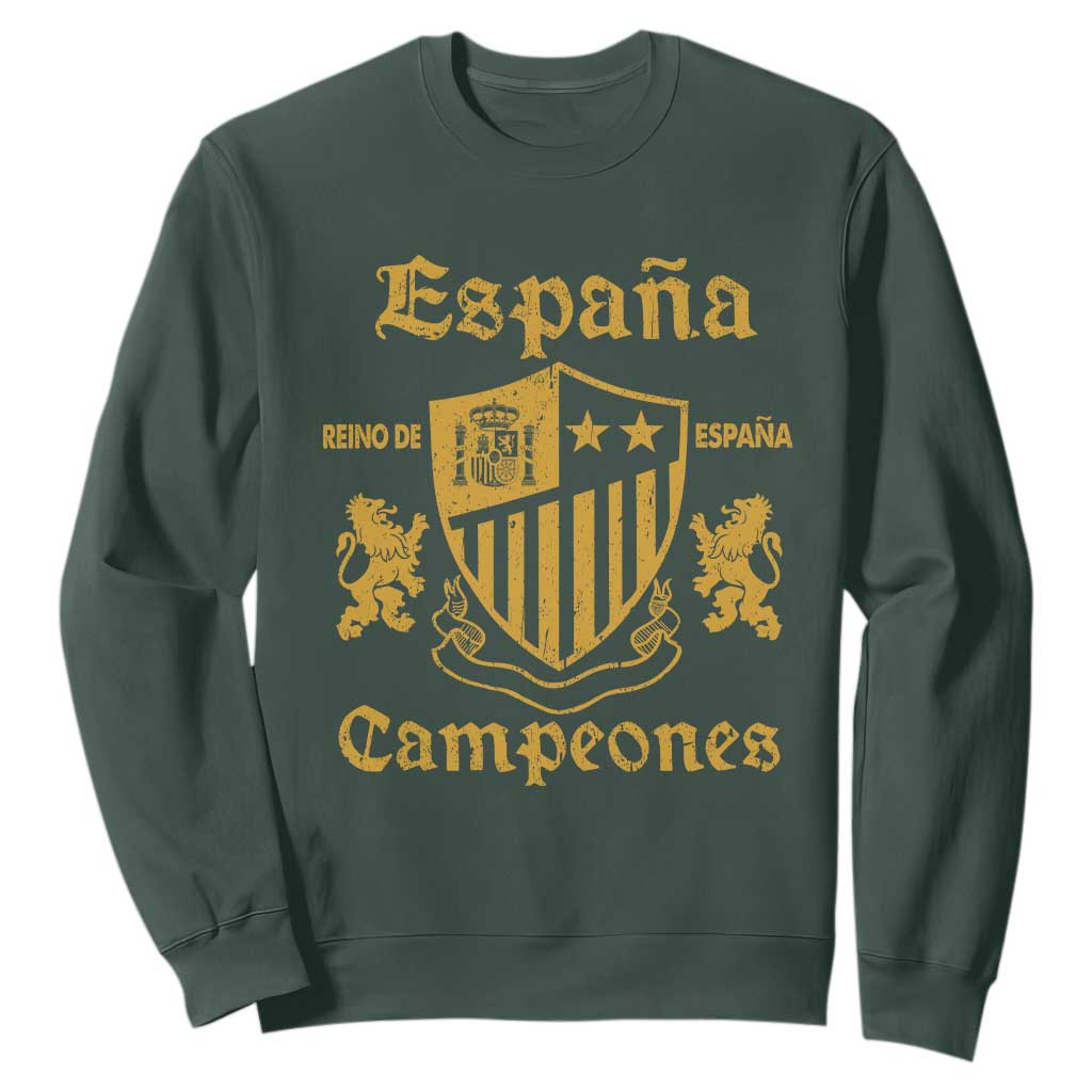 Reino De Espana Campeones Crest Graphic Sweatshirt Vintage Spain Champions 2 Stars Spanish Pride Sports Fan