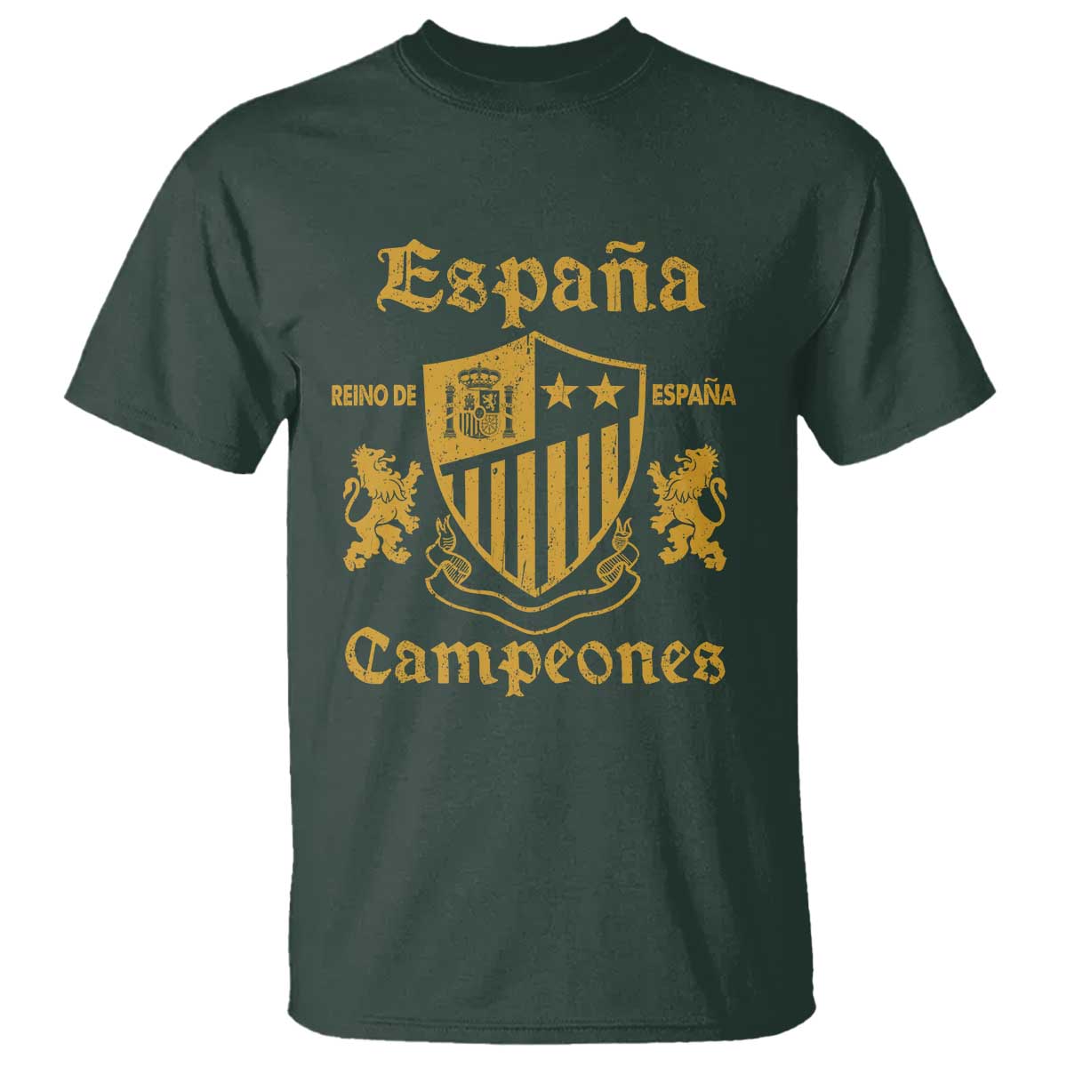 Reino De Espana Campeones Crest Graphic T Shirt Vintage Spain Champions 2 Stars Spanish Pride Sports Fan