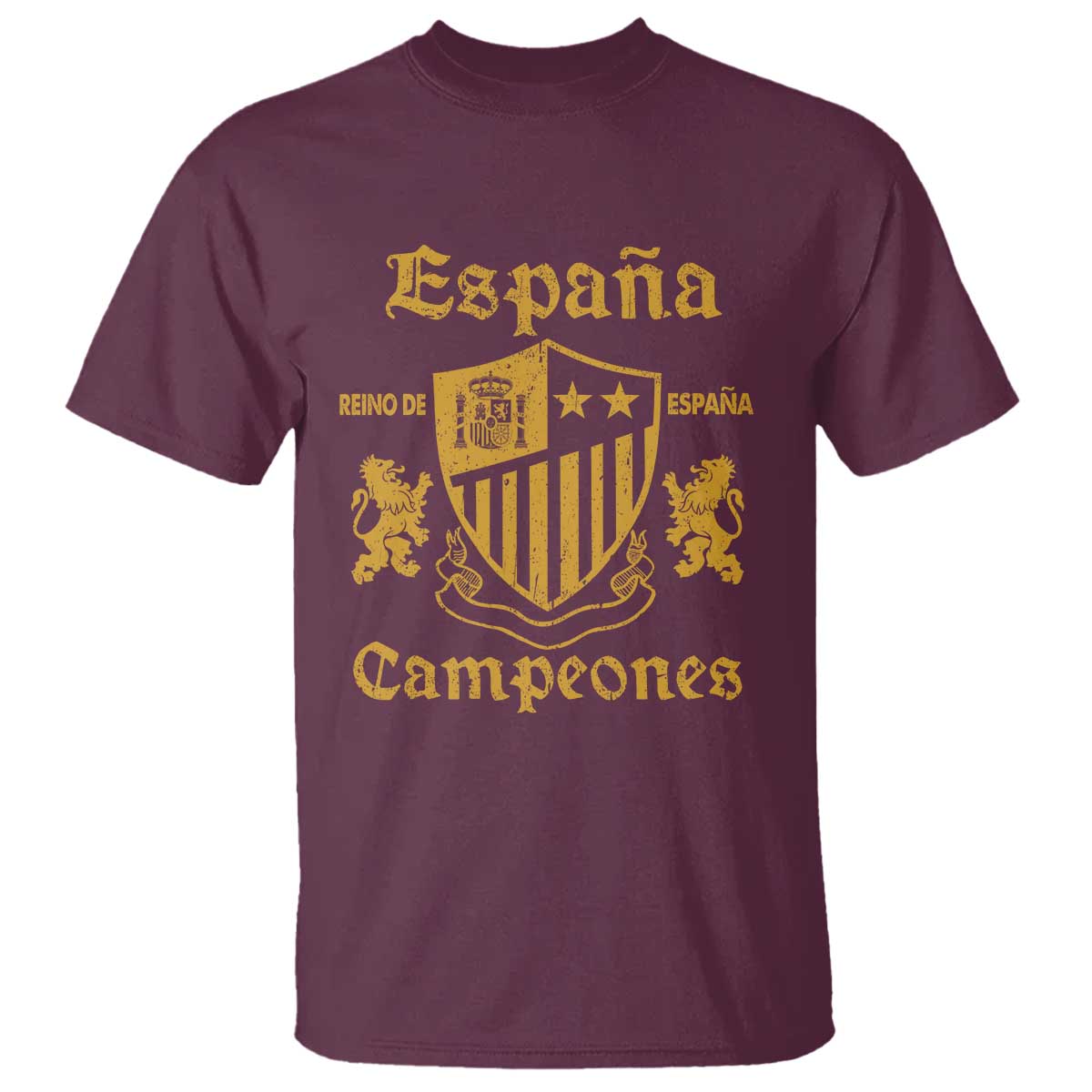 Reino De Espana Campeones Crest Graphic T Shirt Vintage Spain Champions 2 Stars Spanish Pride Sports Fan