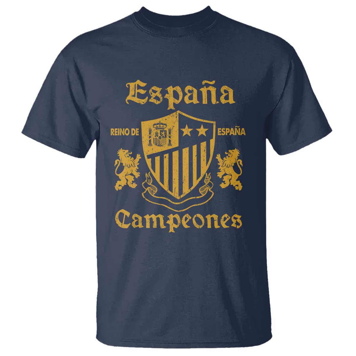 Reino De Espana Campeones Crest Graphic T Shirt Vintage Spain Champions 2 Stars Spanish Pride Sports Fan
